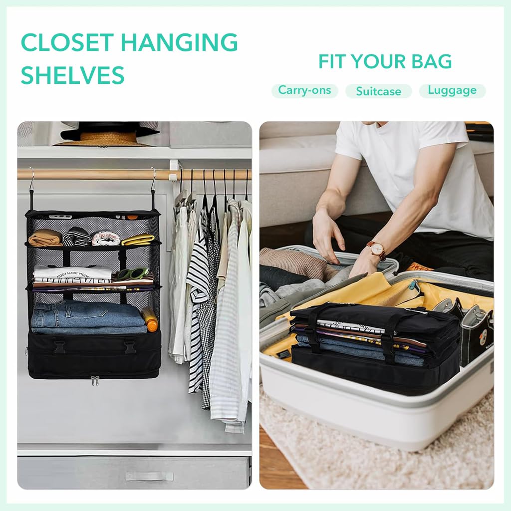 HASTHIP Wardrobe Hanging Organizer for Space Saving Storage with Folding Design | Polyester Fabric