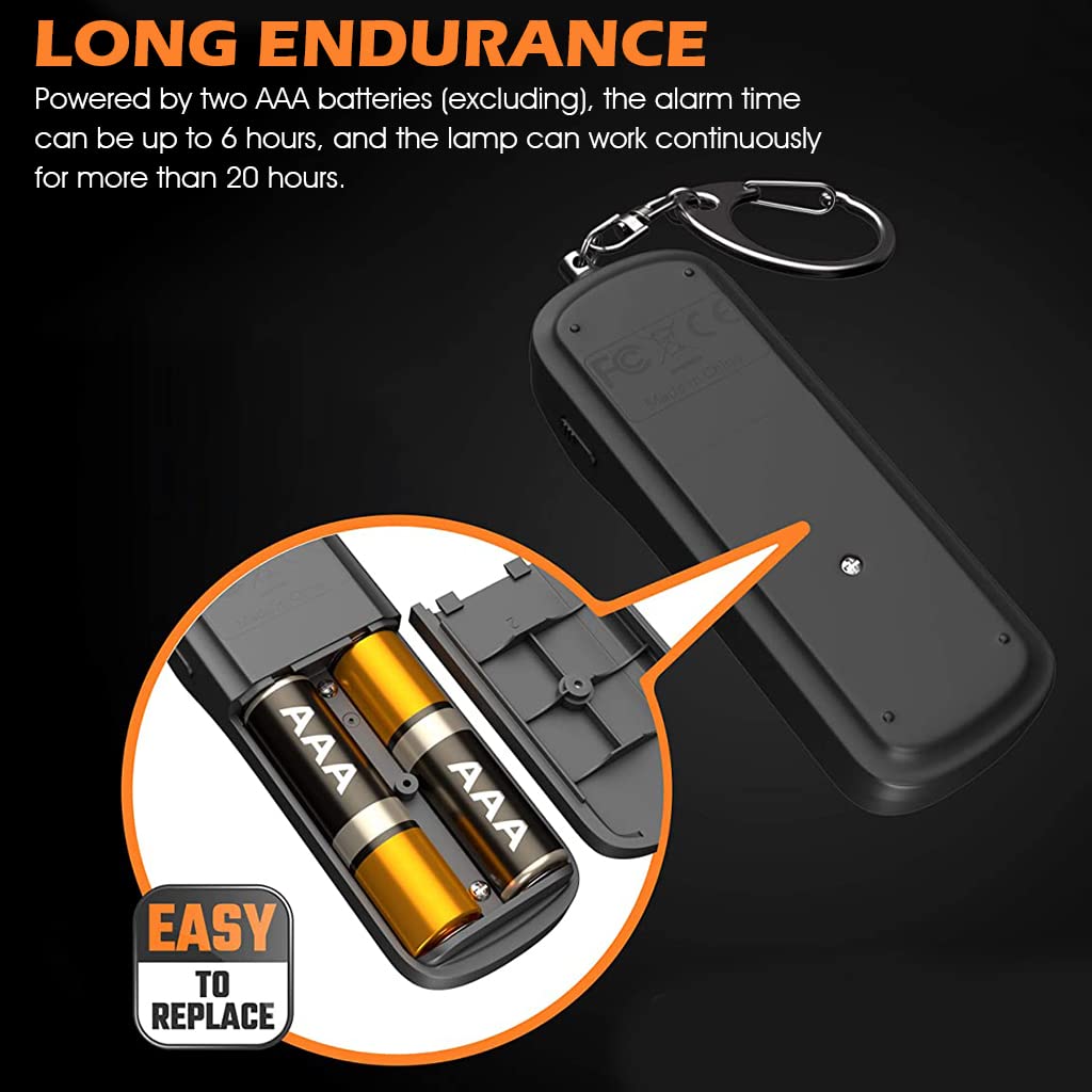 Supvox® Safety Gadgets for Self Defence, Safety Siren Keychain Loud Alarm for Women's Protection, 130 dB Loud Safety Siren Whistle with LED Light for Men, Children, Elderly, Without Battery (Black)