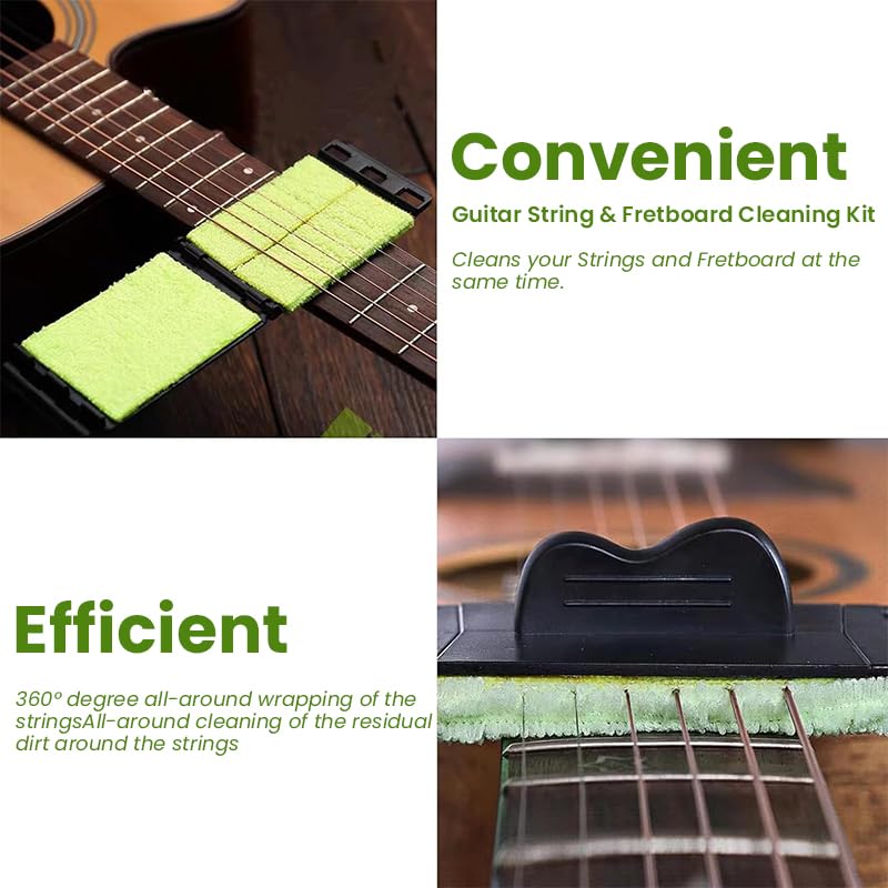 HASTHIP Guitar String Cleaner Pad for Acoustic and Electric Guitars 2PCS | Double-Sided Fretboard Cleaning Tool