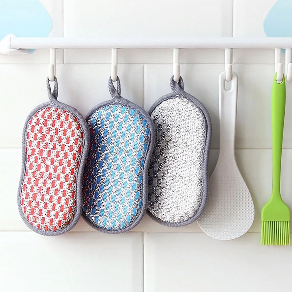 HASTHIP Kitchen Dish Sponge Scrubber 6 Pack for Sink and Pans with Dual-Sided Design | Non-Scratch Microfiber Cleaning