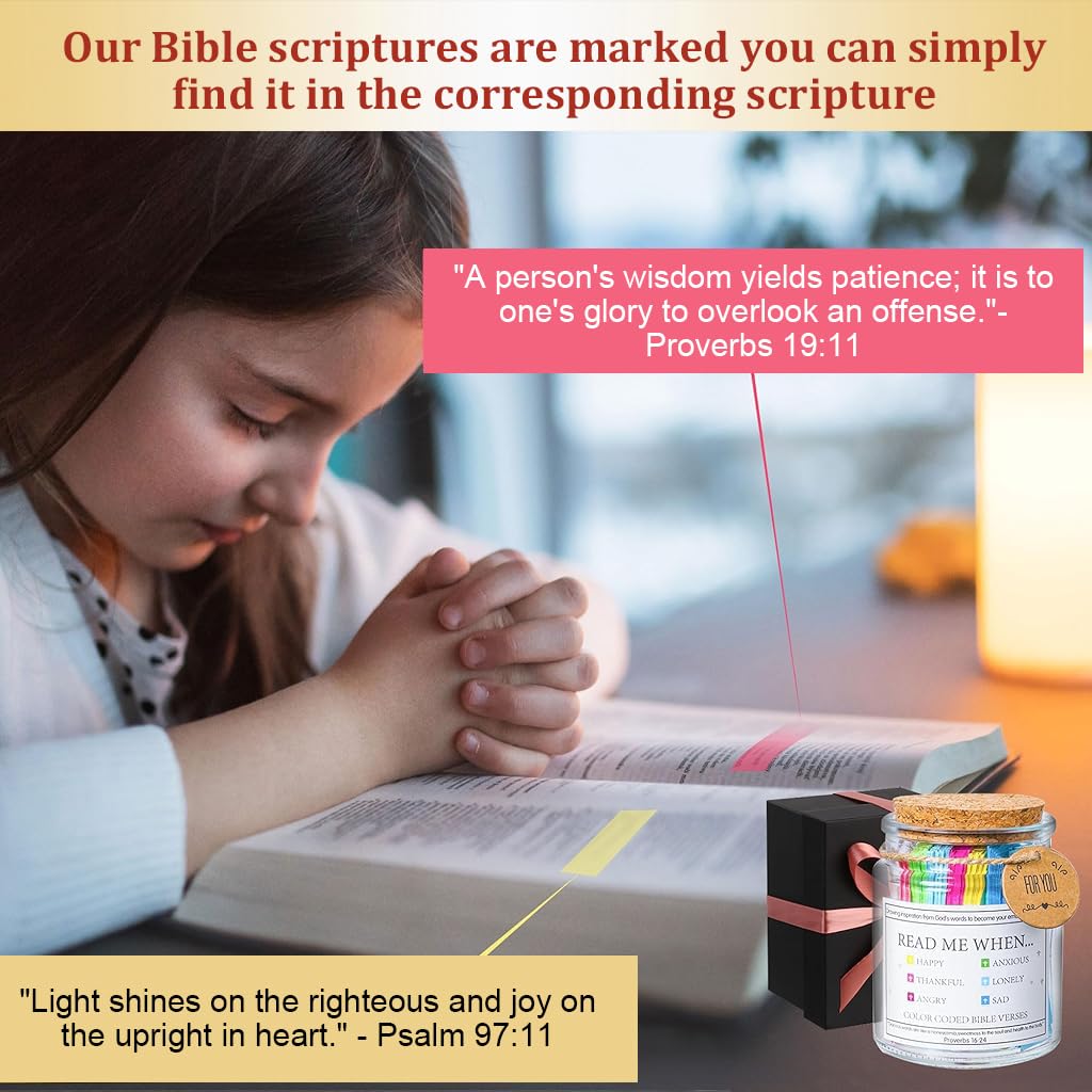 HASTHIP Bible Verse Jar with 90 Colored Scripture Notes for Daily Inspiration | Glass Gift for Christians
