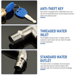 Washing Machine Tap with 2 Copper Keys, 1/2" Thread Water Tap Lockable Faucet, Faucet Locks Outdoor, Washing Machine Taps with Wall Flange for Bathroom/Kitchen, Chrome-Plated Copper