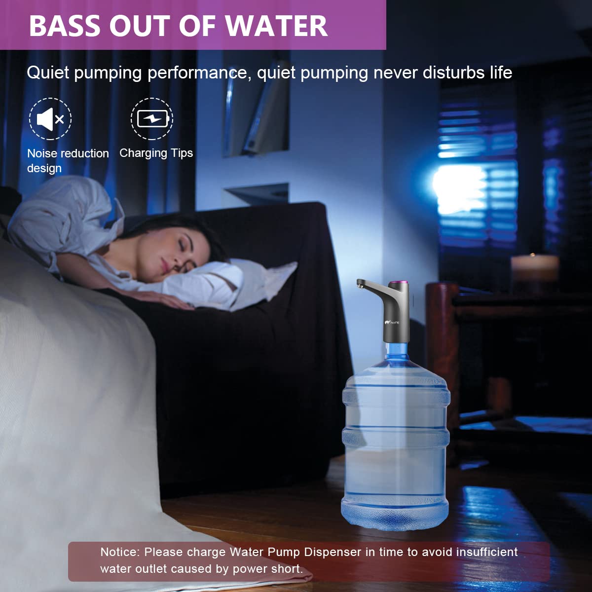 HASTHIP Automatic Water Dispenser Pump for Home and Office with Dual Switch Buttons | USB Rechargeable 1200mAh Battery and BPA Free Silicone Tube