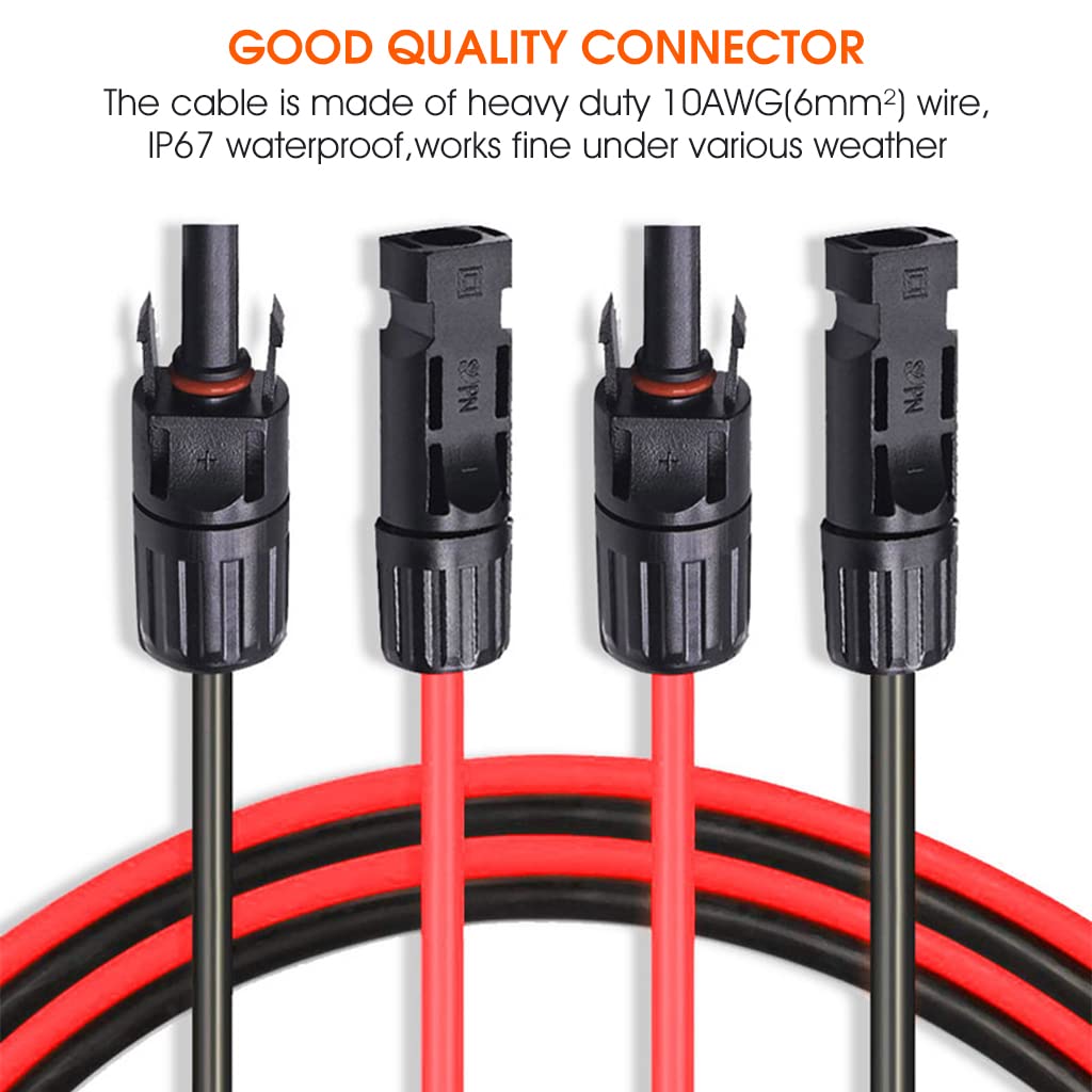 3ft 10AWG Solar Extension Cable with Solar Panel Female and Male Connector Solar Panel Adapter (2pcs)