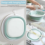 HASTHIP Silicone Collapsible Tub Bucket Set for Kitchen and Camping | 3Pcs Foldable Basin with Hanging Holes and PP TPU Material