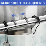 HASTHIP Shower Curtain Hooks Set of 12 with Snap On Design and Rust Resistant Black Finish