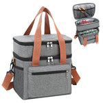 HASTHIP Expandable Insulated Lunch Bag for Office and School with Double Deck 10kg Capacity | Leakproof Grey Cooler for Travel and Picnic