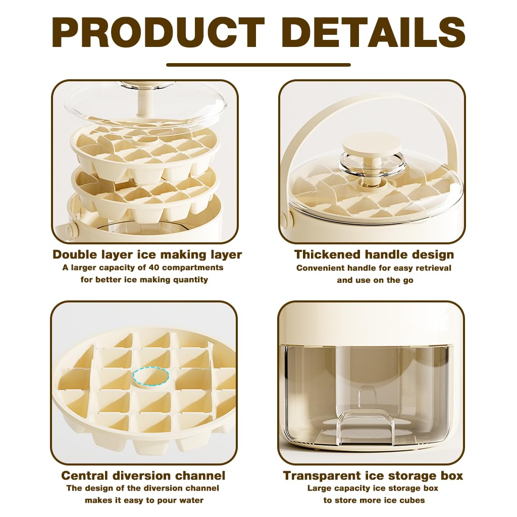 HASTHIP Ice Making Mold for Parties with 40 Grid Double Layer Design and Easy Press Lid