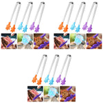 HASTHIP Small Kitchen Tongs for Desserts and Ice Cubes featuring Silicone Palm Tips | 9PCS 5.1 in Stainless Steel