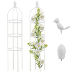 HASTHIP Garden Plant Support for Climbers featuring 120 cm Obelisk Trellis with Bird Decor | Decorative Plant Stand for Clematis Ivy and Roses