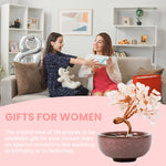 HASTHIP Crystal Tree Feng Shui for Desk Decor with Ceramic Basin and Pink Quartz 7x10cm | Good Luck Gift