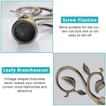 HASTHIP Curtain Rod Finials for 20–22.5mm Rods with Leaf Branch Design in Brass | Set of 4