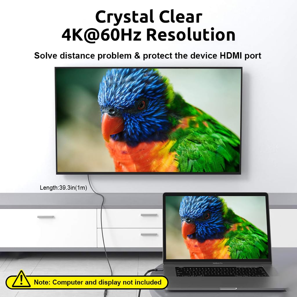 HASTHIP® Cable de Extensión USB C 3.3ft, USB Tipo C Macho a Hembra 3.2 Gen 2 10Gbps, 100W PD Carga Rápida, 4K 60Hz Video, Compatible con MacBook, iPad, iPhone, Steam Deck