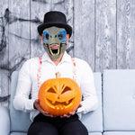 HASTHIP® Máscara de Dinosaurio Jurásico,Dino Mask Realista Velociraptor Blue con Mandíbula Móvil y Sonidos Rugientes,Máscara de Juego Rol Inspirada en Película para Niños y Adultos