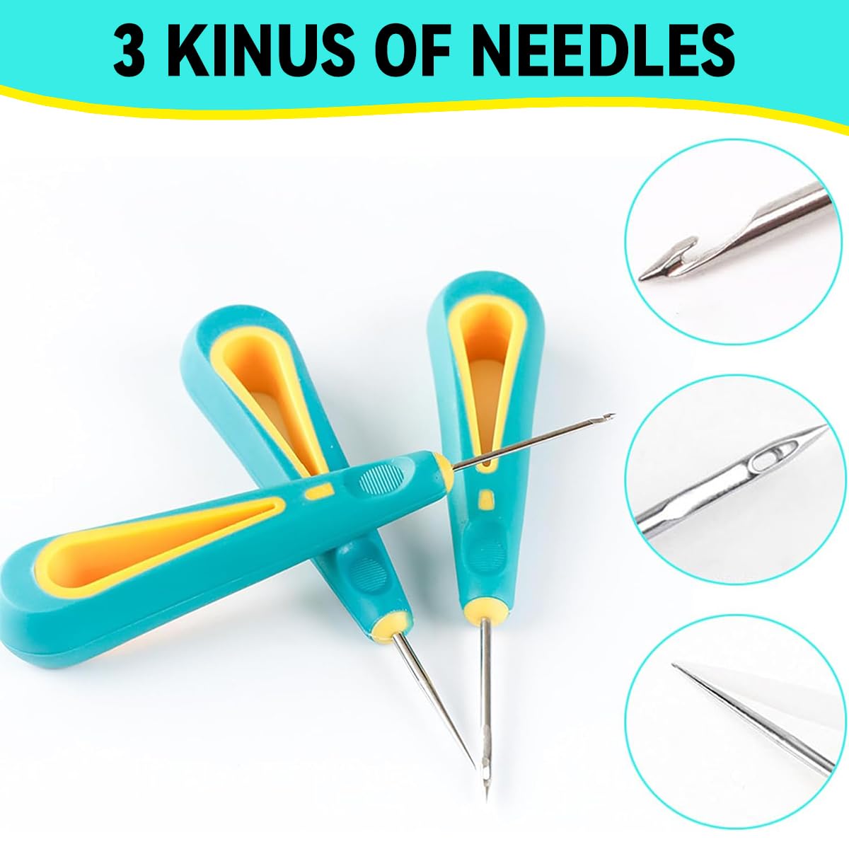 HASTHIP Punch Needle Wick for Candle Making 3 pcs set with round hole needle tools | ideal for silicone mold wicking