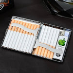 HASTHIP® Metal Cigarette Case - Slim Portable Hard Box Holder with Double Sided Spring Clip, Stainless Steel Cigarette Storage for 18-20 King Size Cigarettes (Silver)