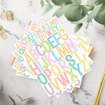 HASTHIP Alphabet Stickers for DIY Crafts and Bulletin Boards featuring 10 Sheets Vinyl Letters 1 inch and 2 inches | Multicolor Set