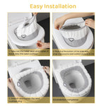 HASTHIP Soft Plush Winter Toilet Seat Cover with Elastic Edge and Loop in Grey and White | Acrylic Fiber Bathroom Seat Warmer for Comfort