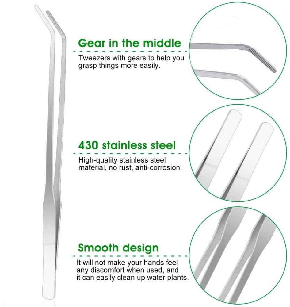 HASTHIP Tweezers for Aquarium with Straight Design and 27cm Size | Stainless Steel 2 PCS