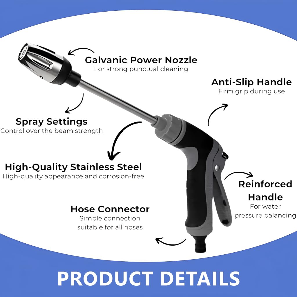 HASTHIP® Pressure Water Gun for Car Washing, 3 Spray ModesHigh-Pressure Fan Spray Gun with Built-in Foam Bottle, Adjustable Nozzle Foam Sprayer for Vehicle Cleaning, Garden Watering