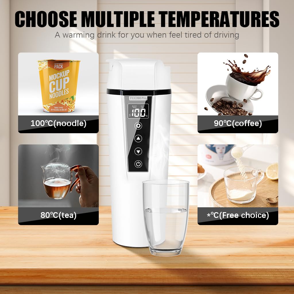 HASTHIP® Car Electric Kettle: 12V/24V Portable Water Boiler Heated Travel Mug,