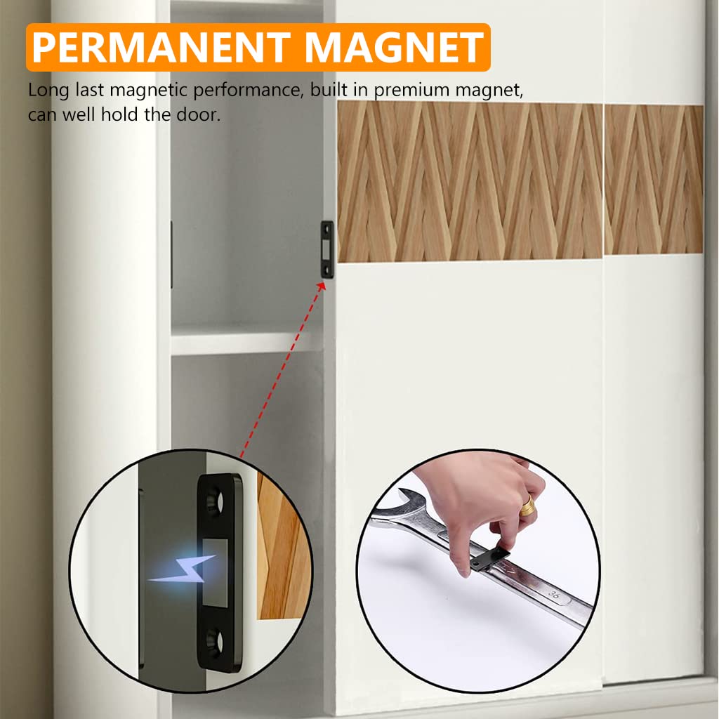 HASTHIP Door Magnets for Cabinets and Drawers with 4mm Ultra Thin Metal Design | Adhesive & Screw Mount