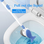 HASTHIP Toilet Brush for Bathrooms with 16 in Double Sided Head and Built in Soap Dispenser | Blue