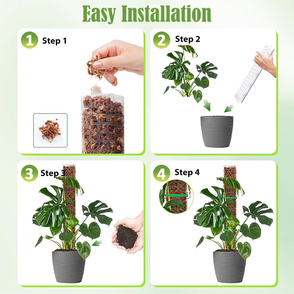HASTHIP Plastic Moss Pole for Monstera and Pothos Climbing 23.62 in | Hollow Upright Design