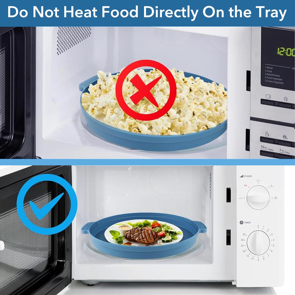HASTHIP Microwave Plate Cover Tray for Splatter Protection with 10.5 in Vent Lid Blue 2PCS