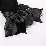 HASTHIP® Guantes de Encaje para Mujer,Guantes Cortos Elegantes de Fiesta,Novia Negros con Lazo para Boda Ópera Baile y Ceremonia