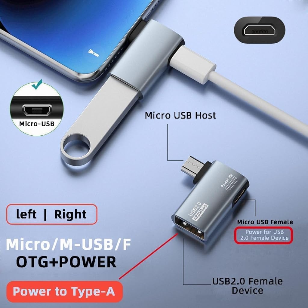 HASTHIP® Fixwal Micro USB to USB Adapter OTG Cable,Powered Micro to OTG Adapter for Fire TV Stick 4K,Android Phone Tablet Camera Card Reader Keyboard Flash Drive and More Host