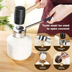HASTHIP Coconut Opening Tool Set for Home and Outdoor Use with Looped Claw Scraper & Hammer