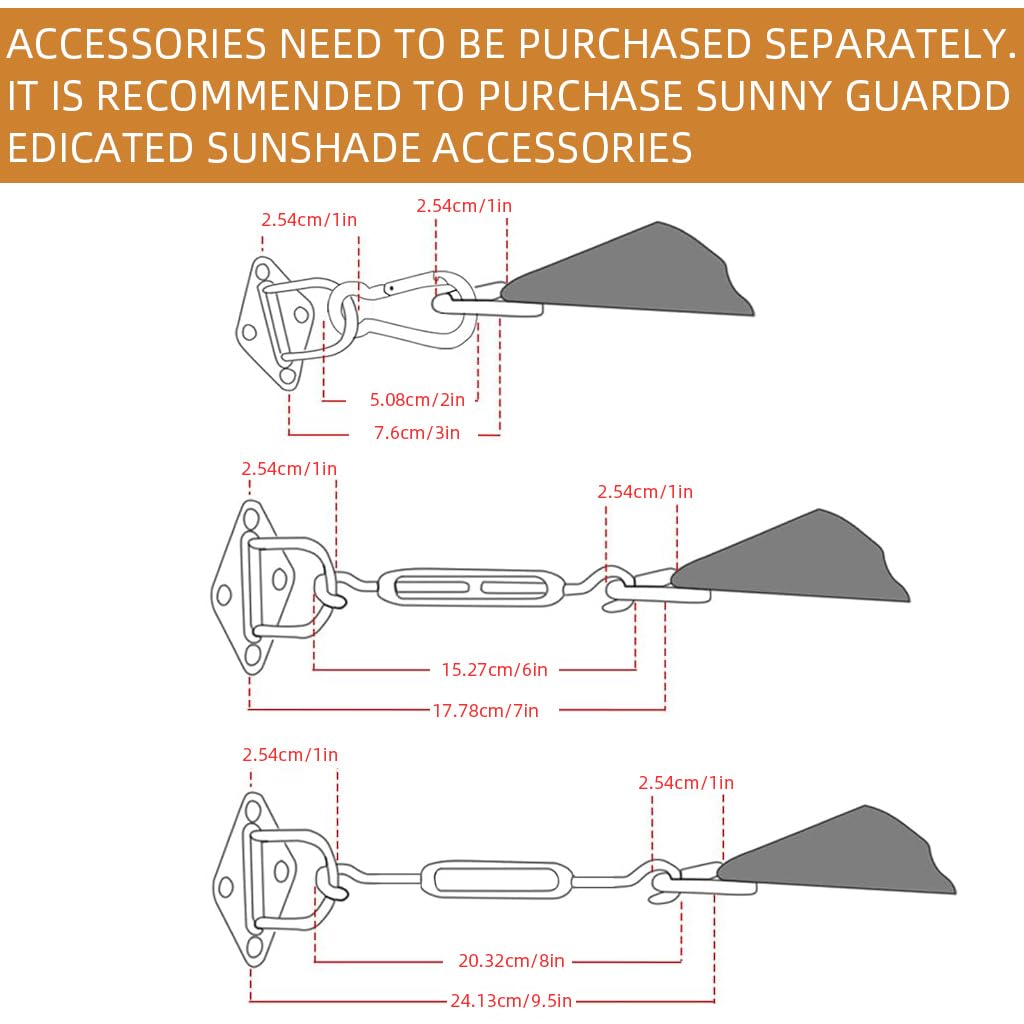 HASTHIP Sun Shade Sail Hardware Kit for Square and Rectangle Canopies with 2 Turnbuckles and 304 Stainless Steel Components