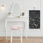 HASTHIP Hanging Jewellery Organizer for Closet and Wall with Dual Sides | Holds 300 Pairs and 30 Necklaces Black