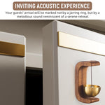 HASTHIP Wooden Door Chime for Home and Shopkeepers with Beech Base Brass Bell 5x7.5cm 2PCS