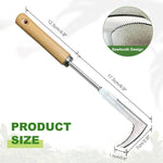 Gardening Hand Weeder 11.8'' Stainless Steel Weeder Utility Pointy Crack Weeder Tool Wooden Handle Sickle-shaped Serrated Blade Weeder Tool Gardening Tool Cracker Cleaning Tool