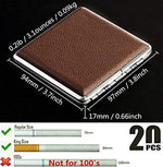 GUSTAVE® Cigarette Case King Size for Men Women Holds 20 Cigarettes Case Box Holder Brown Leather Vintage Hard Metal Full Pack, Gifts for Men