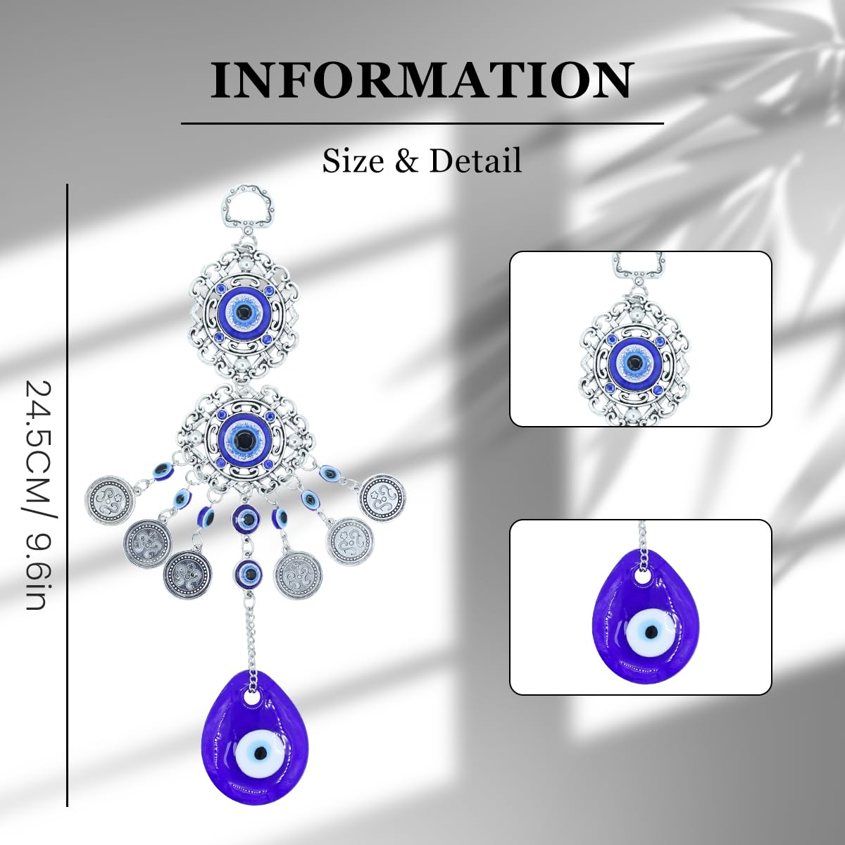 HASTHIP Evil Eye Hanging for Door and Wall Decoration with 38cm Raindrop Blue Resin | Home Protection Charm