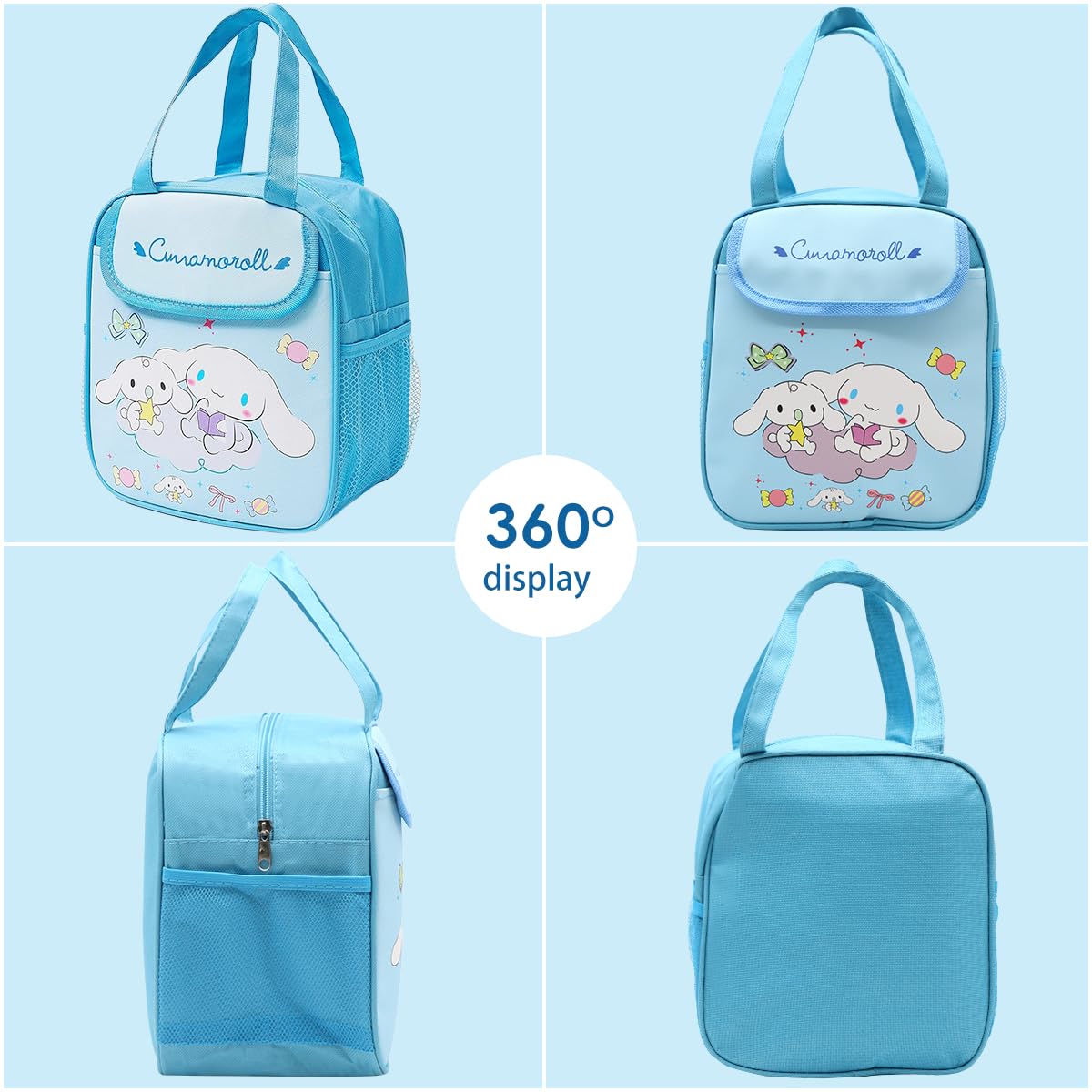 HASTHIP Lunch Bags for Kids featuring Cinnamoroll Cartoon Print 20x13.5x23cm | 2PCS Set