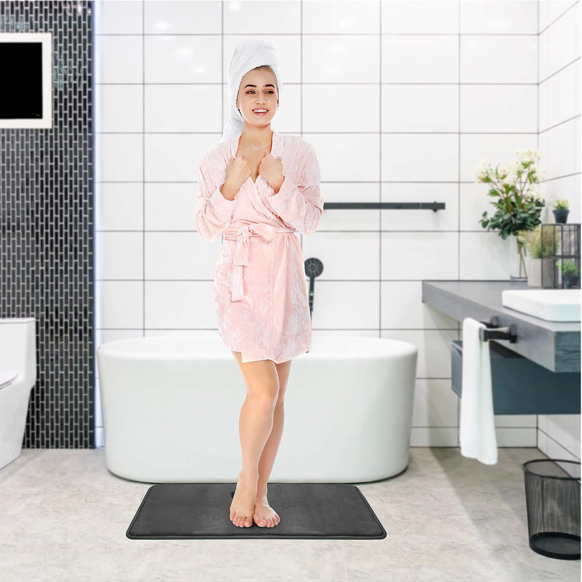 HASTHIP Bathroom Floor Mats Set for Bath and Toilet with Memory Foam Comfort | 6PCS 3 Sizes Quick-Dry Anti-Slip Design