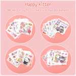 HASTHIP® 100Pcs Cute Cartoon Stickers PET Hello Kitty Sticker & Washi Stickers Set DIY Scrapbooking Kawaii Hello Kitty Stickers for Phone Case, Laptop Cover, Kids Water Bottle