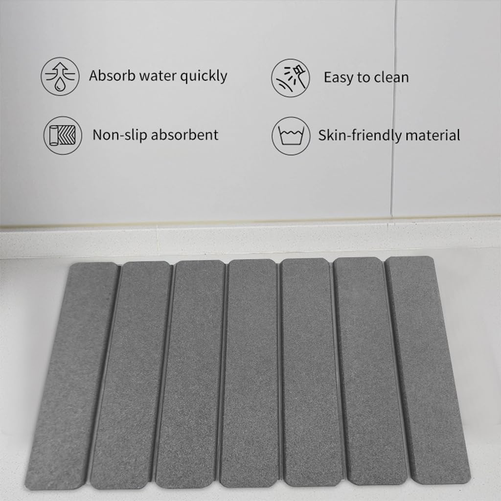 HASTHIP Foldable Stone Bathroom Mat for Kitchens and Entryways featuring Non Slip Surface and 60x39cm Fast Drying Diatom Mud Design