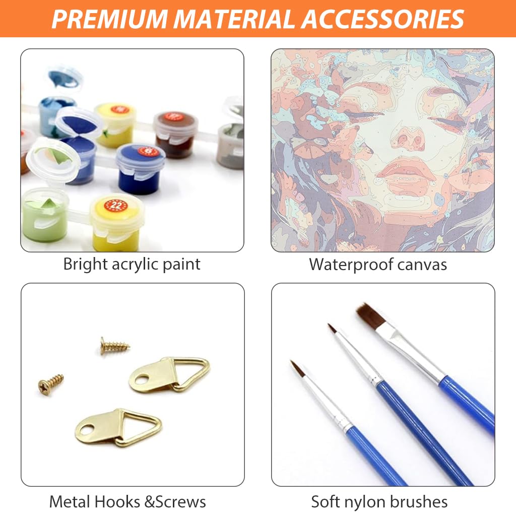 HASTHIP Paint by Numbers Kit for Adults and Kids with Brushes and Pigments 16x20 inch | DIY Canvas Art featuring Maple Leaves Woman