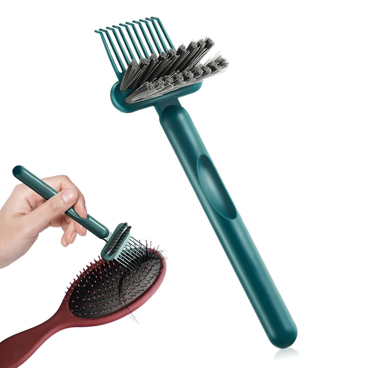 HASTHIP® 2-in-1 Hair Brush Cleaning Tool Hair Brush Cleaner Comb Hair Detangling Rake Brush Tangled Hair Remover Tool for Hair Dust Removing, Home and Salon Use