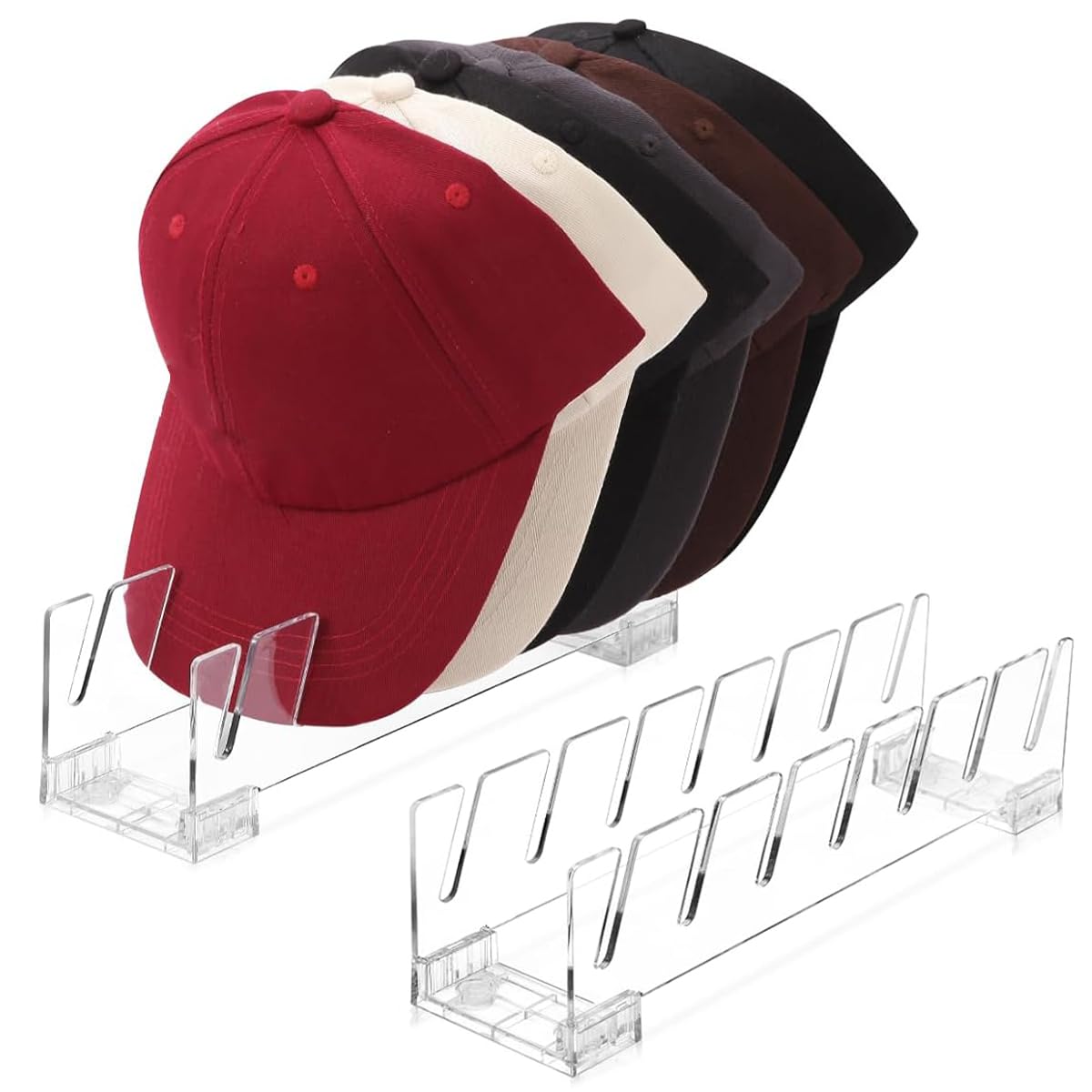 HASTHIP® Hat Stand for Baseball Caps, 7-Hat Brim Slots Design for Bedroom, Closet, Dresser, Entrance, Office