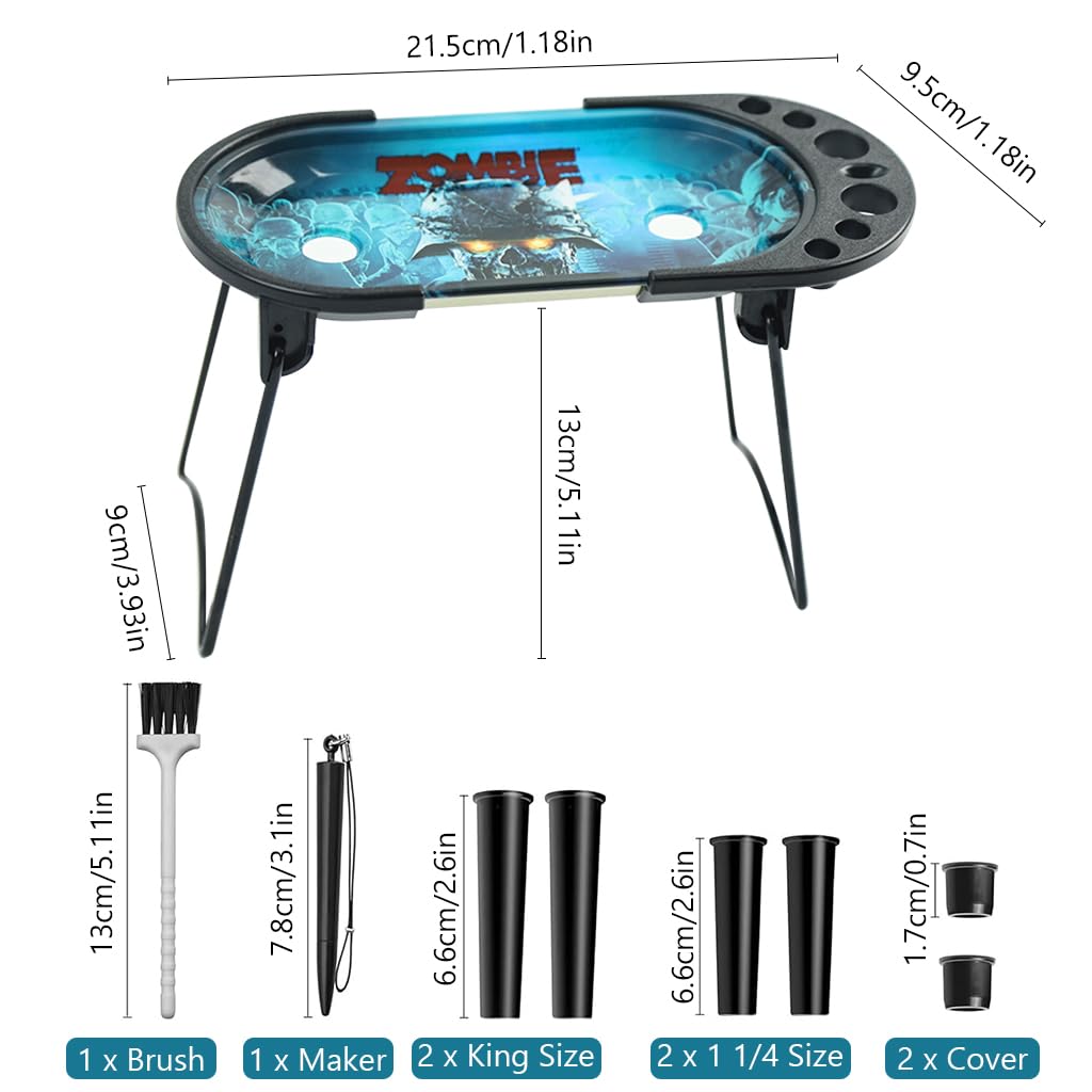 HASTHIP Foldable Metal Ashtray Tray for Hand Rolled Cigarettes with Work Table | Portable Maker for King Size and 1 1/4 Size