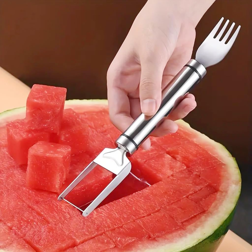 HASTHIP Watermelon Cutter 9.4 in for Easy Serving with Dual Head Design and Stainless Steel Fork
