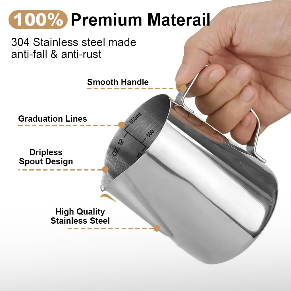 HASTHIP® 12oz Milk Frothing Pitcher with Scale