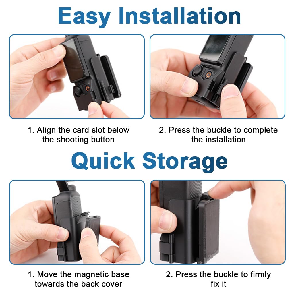 HASTHIP® Compatible with D-JI, Magnetic Wall Mount Folding Bracket for Pocket 3 Action Camera, Adjustable Magnetic Wall Holder, Ultra Strong Magnetic Base, Portable Outdoor Filming Accessories