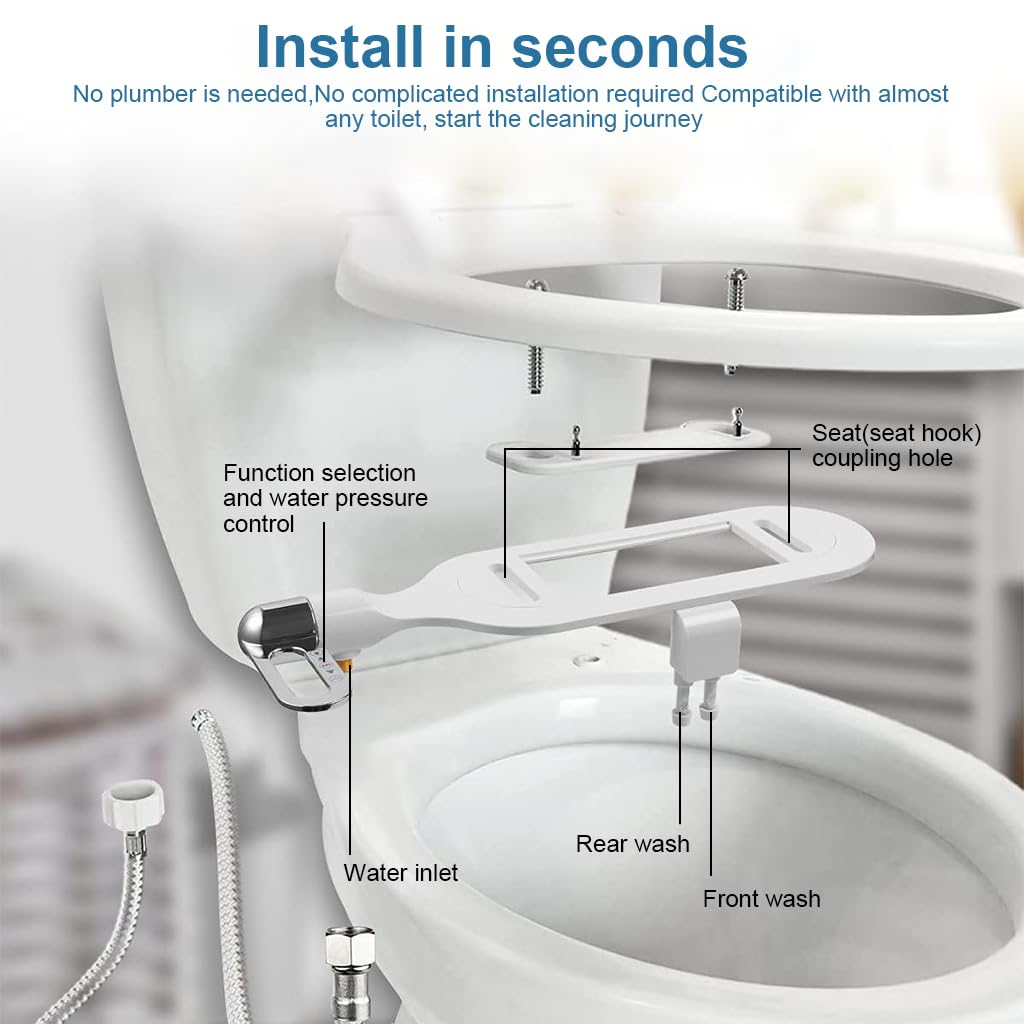 HASTHIP Jet Spray for Toilet Seat with Dual Nozzles and Press Control Handle | ABS Bidet Kit